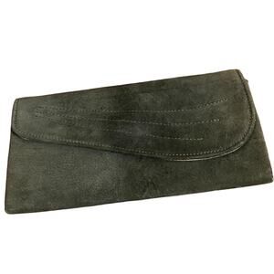 Vintage Dark Green Suede Clutch